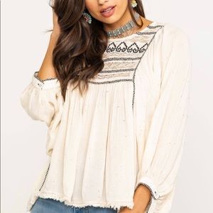 Free People Cyprus Ave Embroidered Blouse